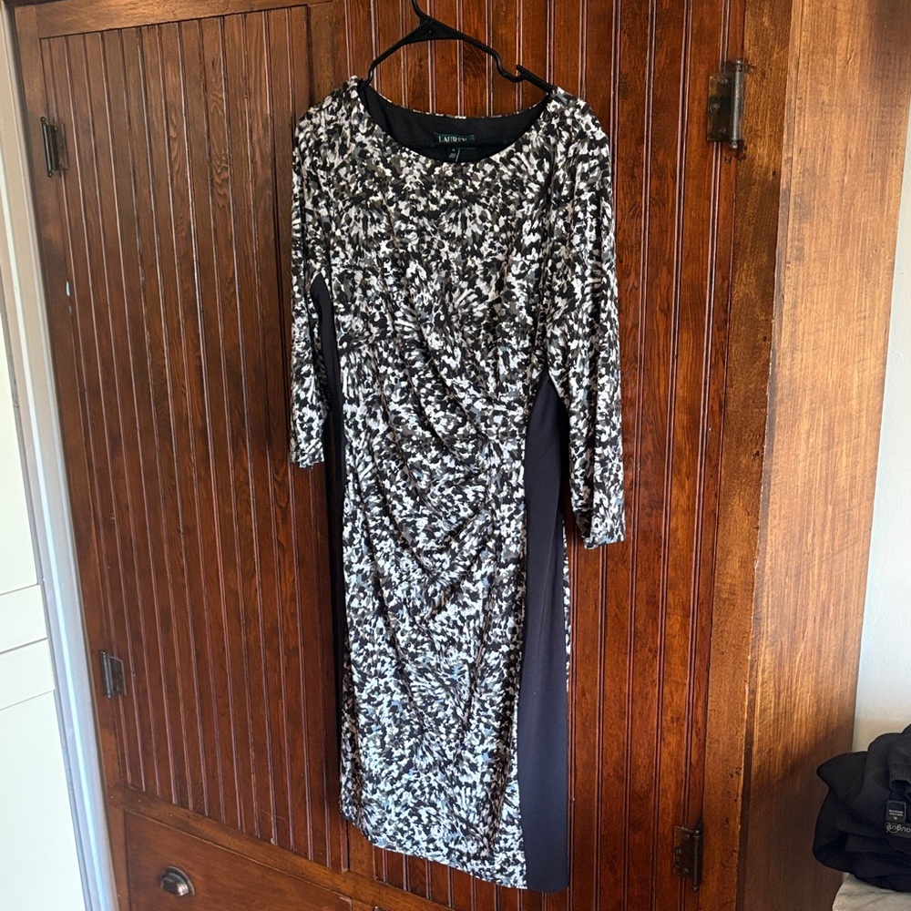 Ralph Lauren Black and White 3/4 sleeve wrap style Dress